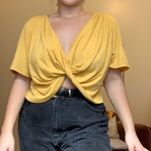 Low cut yellow shirt
